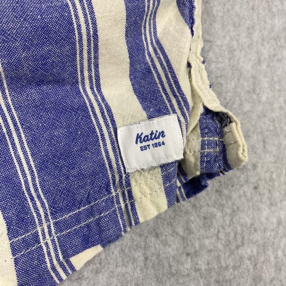 Katin Shorts Mens S Blue White Striped Cotton Linen Relaxed Short - Picture 3 of 7